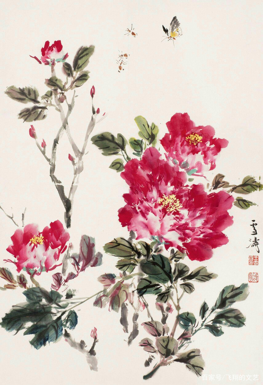 C13，继续欣赏中国画作品：牡丹花，共六幅_百科TA说