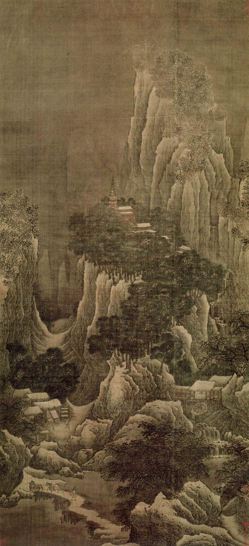 范宽雪麓早行图