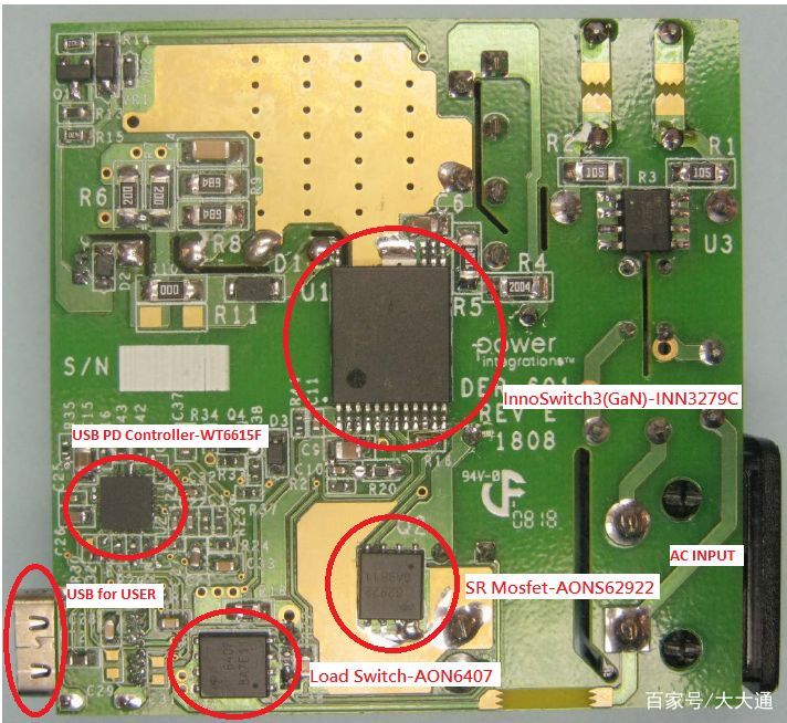 基于PI InnoSwitch3-CP INN3279C的60W USB PD Type C电源供应器_百科TA说
