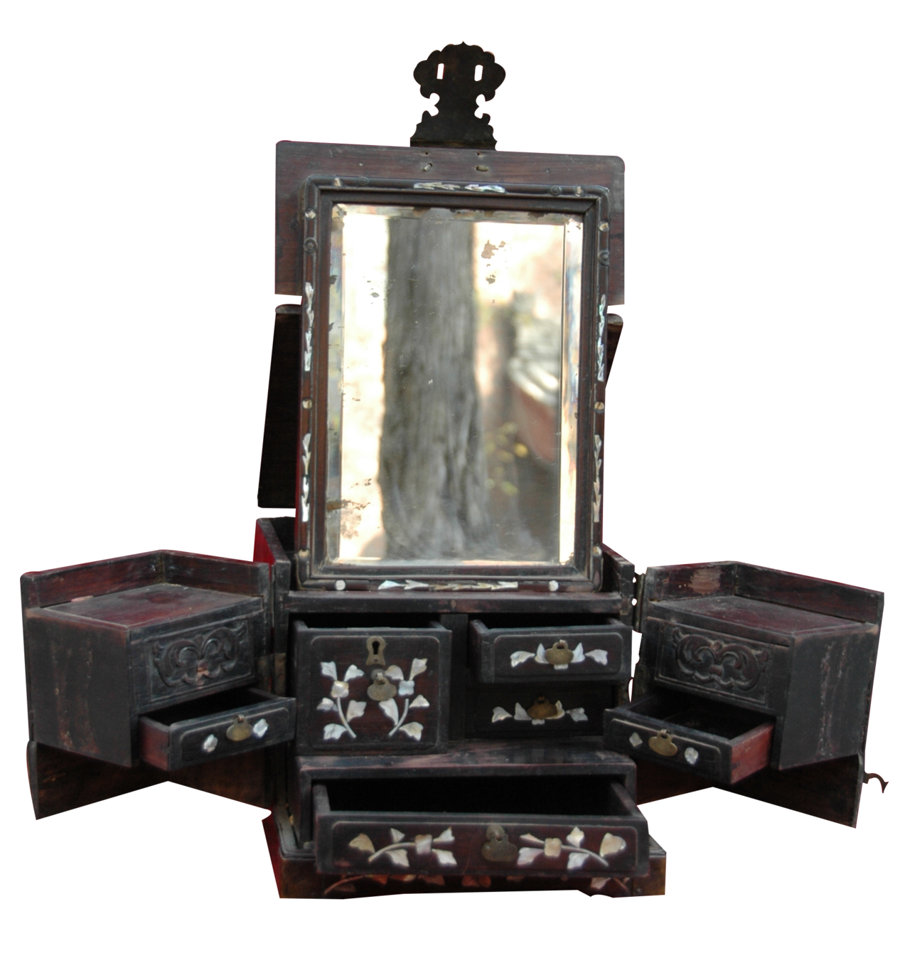 清代红木嵌螺钿梳妆匣