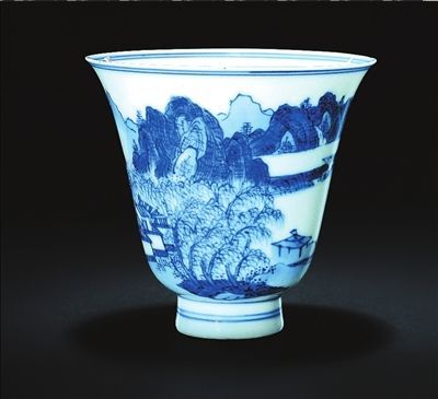 康熙青花山水人物铃铛杯_百度百科