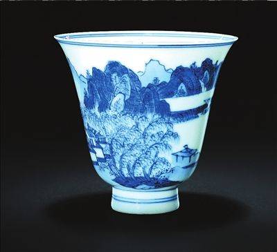 康熙青花山水人物铃铛杯_百度百科