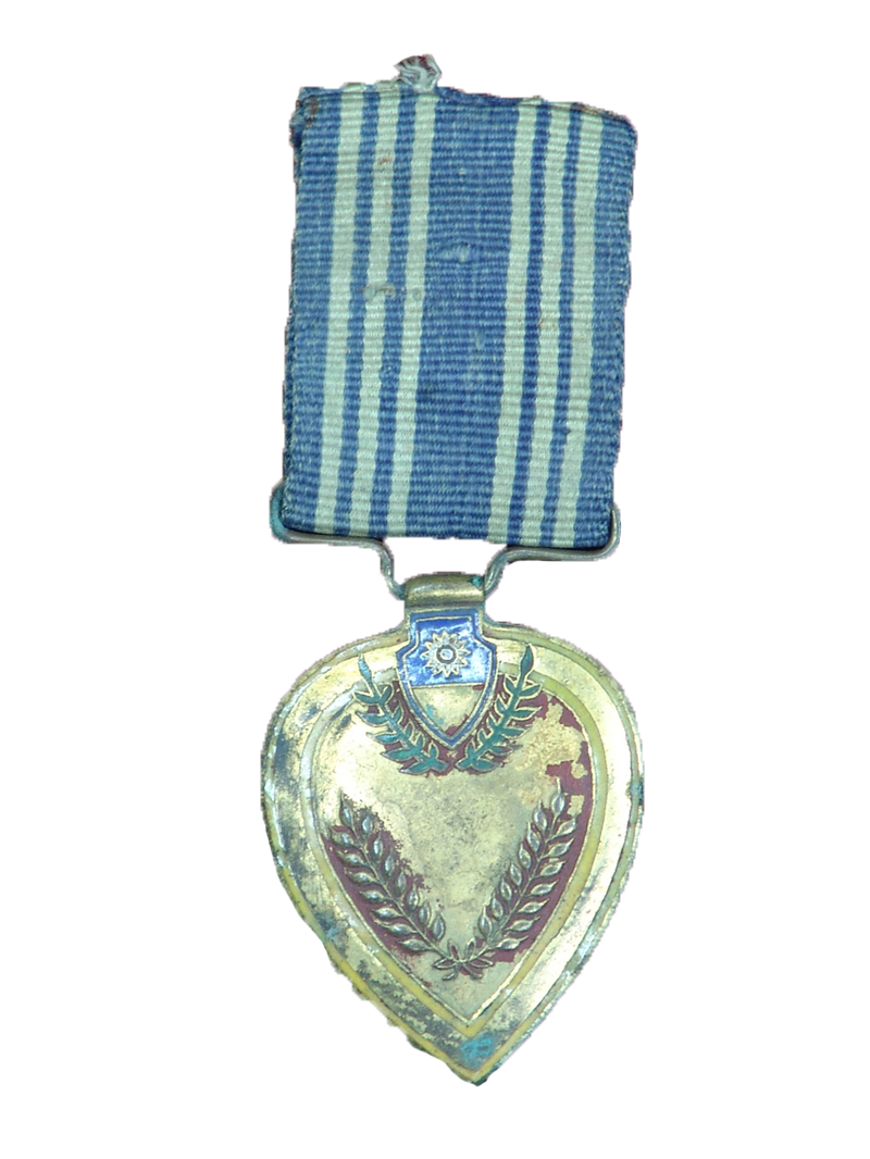 正面是国民党党旗,党旗下面是绿色橄榄枝,以红地为衬,橄榄枝左右各两