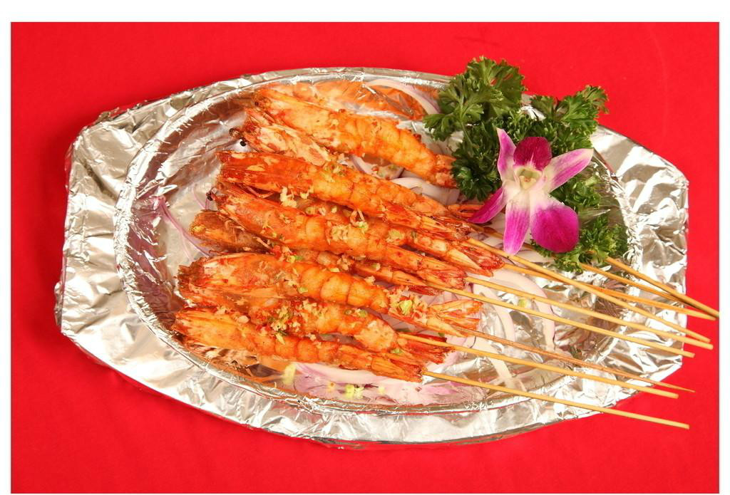 铁板串烧虾