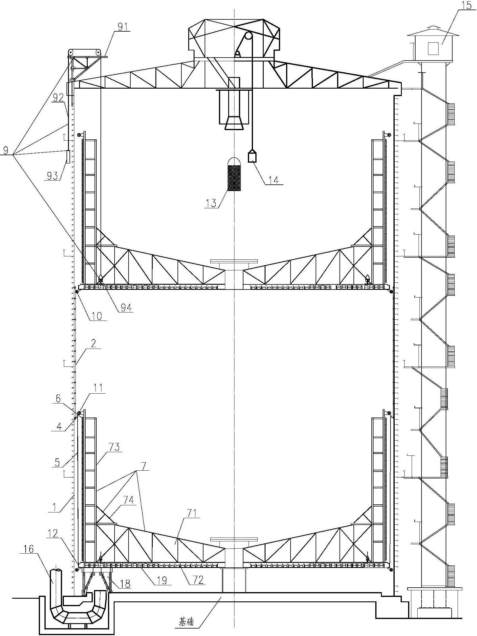 正多边形稀油密封气柜改建的单段式橡胶膜密封气柜