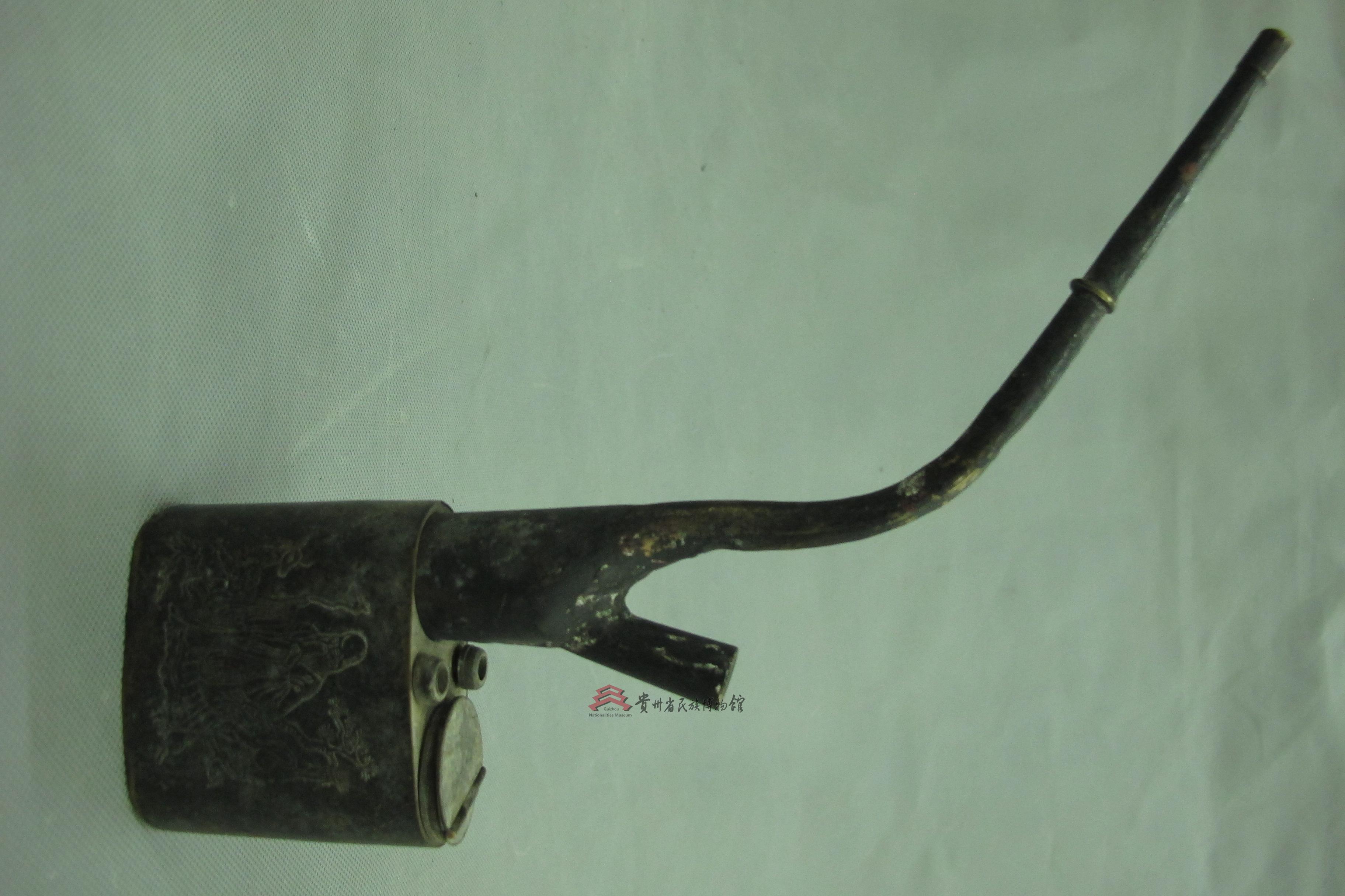 民国铜制寿星纹水烟斗