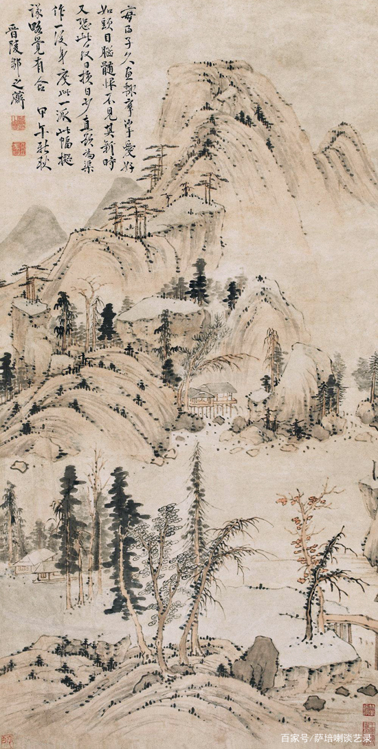 邹之麟 山水 有了相通的情怀，才能临仿好名家作品，邹之麟绘《仿黄公望山水》_百科TA说