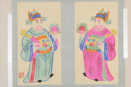 现代绵竹木刻粉彩门神年画_百度百科