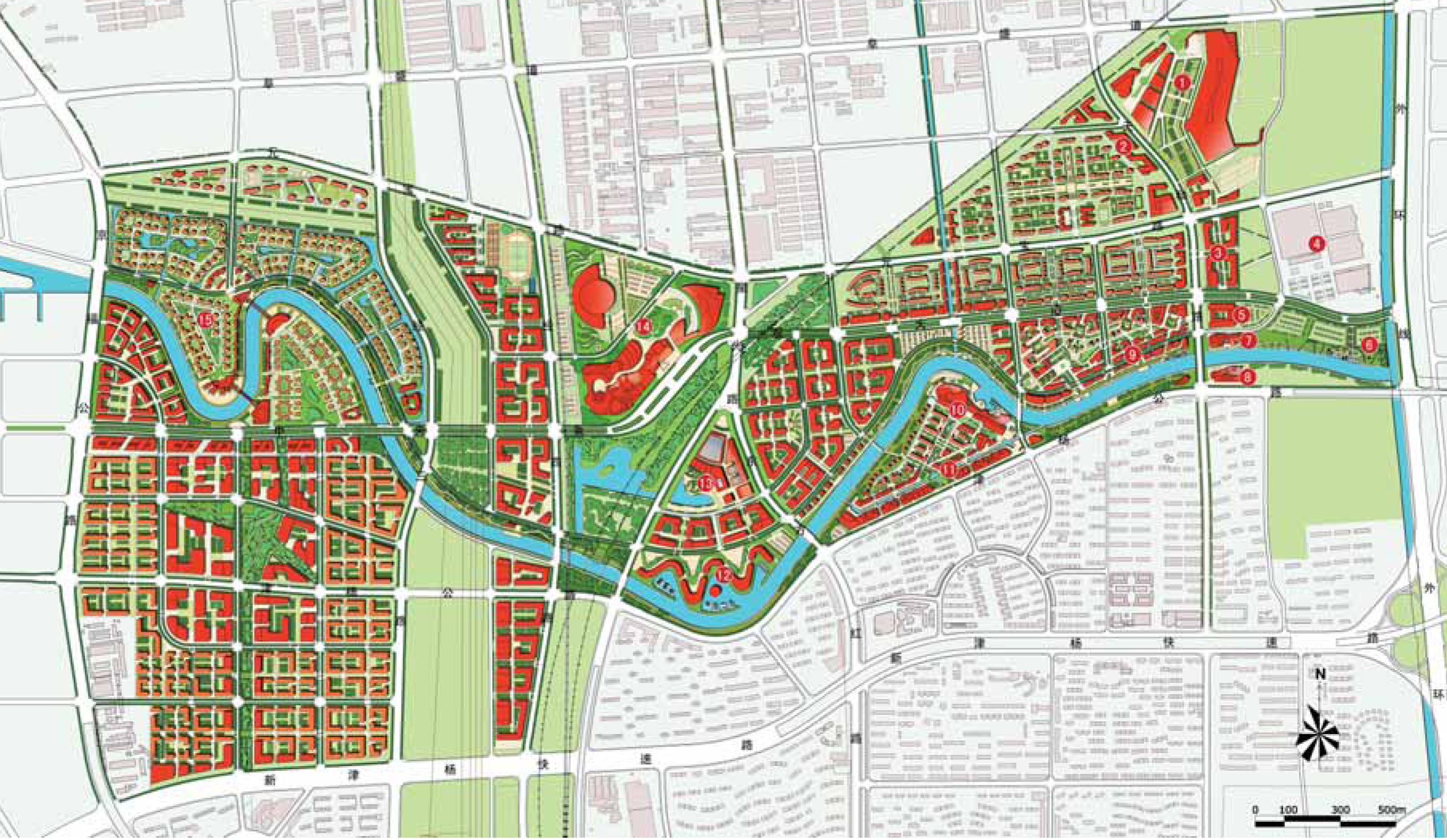 运河都市游憩商务区总投资约300亿元,总建筑面积约500万平方米,规划