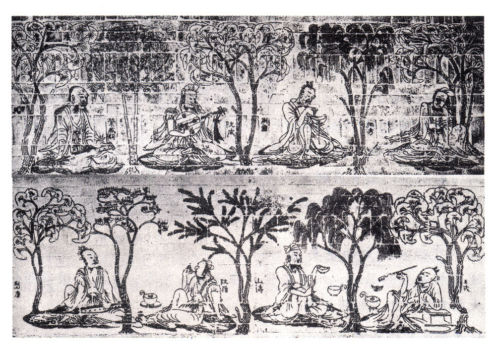 竹林七贤砖印模画