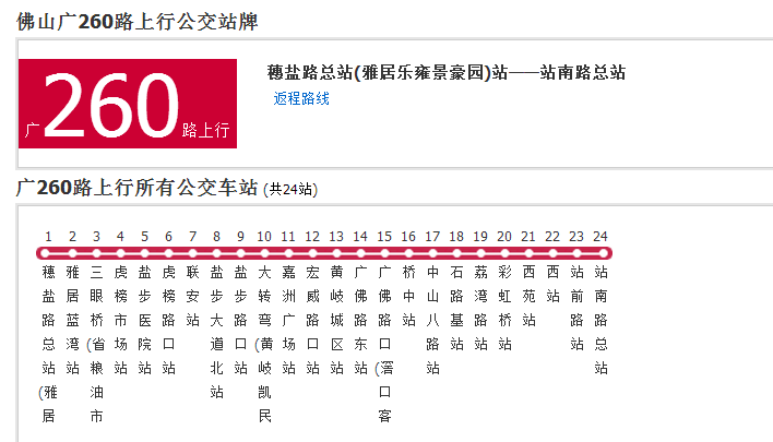  p>佛山公交广260路是一条公交车路线,汽车公司是第三巴士( a target=