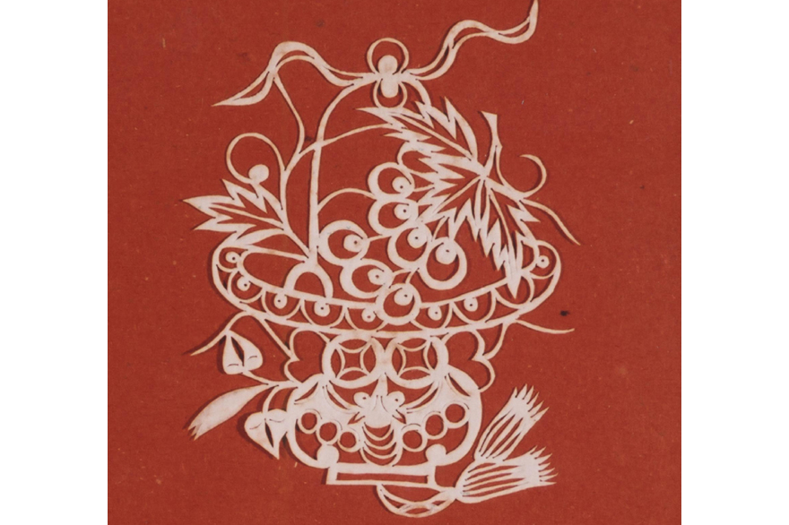 天津葡萄花篮刻纸