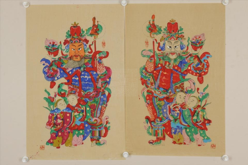 现代梁平招财门神年画