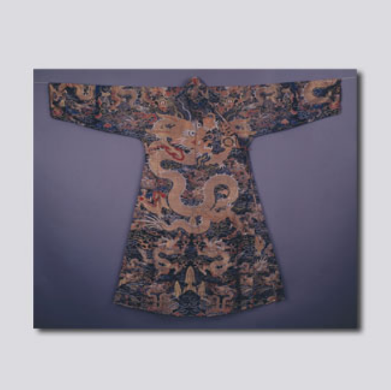 蓝织金子孙龙纹妆花断蟒袍