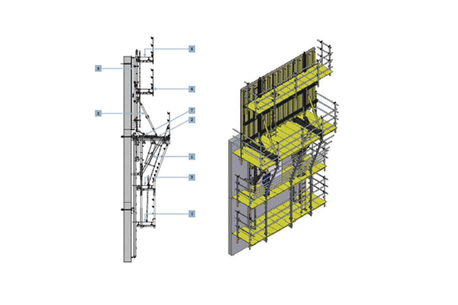  p>液压爬升模板是滑模和支模相结合的一种新工艺,它吸收了 a target=