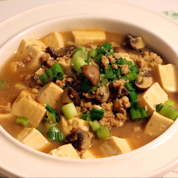 蘑菇肉末烧豆腐