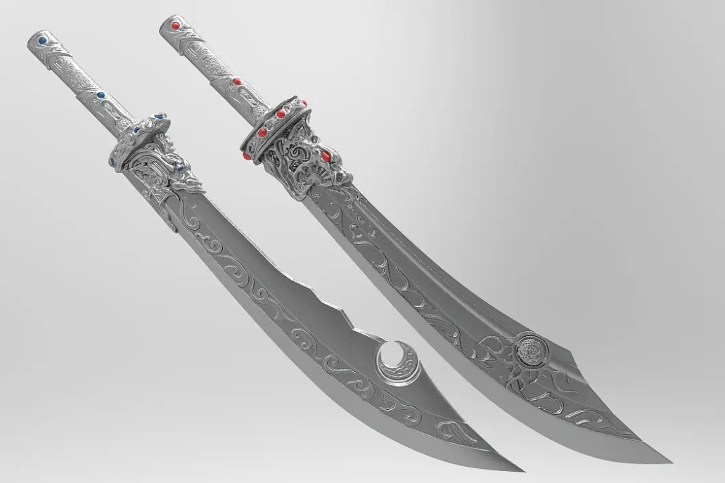 是《水浒传》小说人物扈三娘的兵器,小说中描述"扈三娘使两口日月双刀