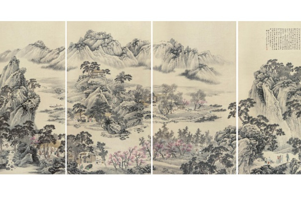  p>《桃花源记通景》是李子牧创作的一幅中国书画. /p>