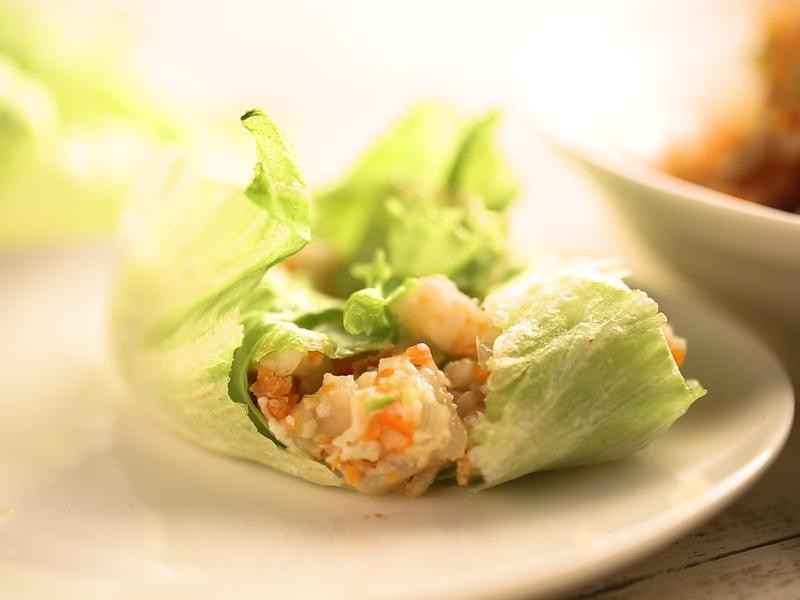 生菜虾松卷