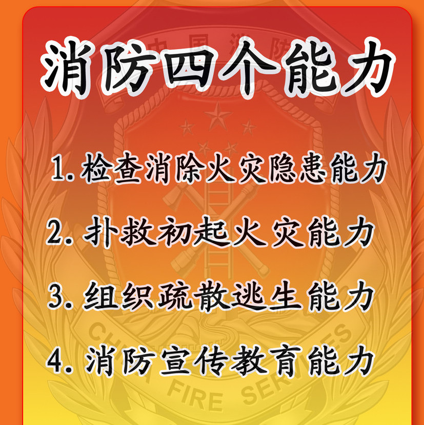  p>消防"四个能力"是公安部构筑社会消防安全"防火墙"工程提出的,即: 