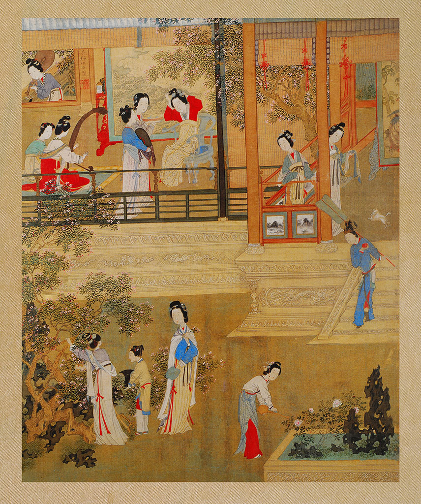 明仇英画贵妃晓妆图