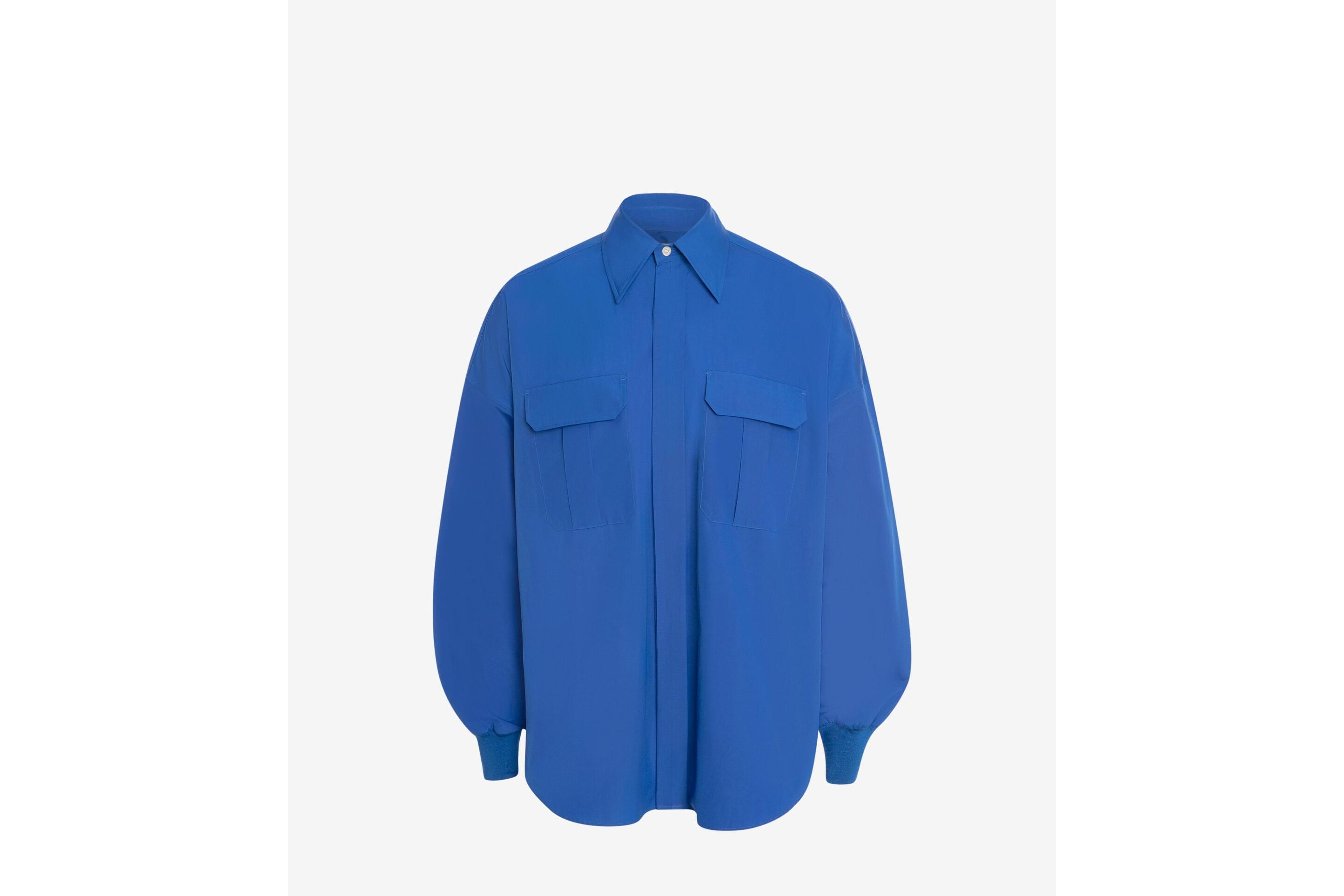 落肩府绸军旅风衬衫