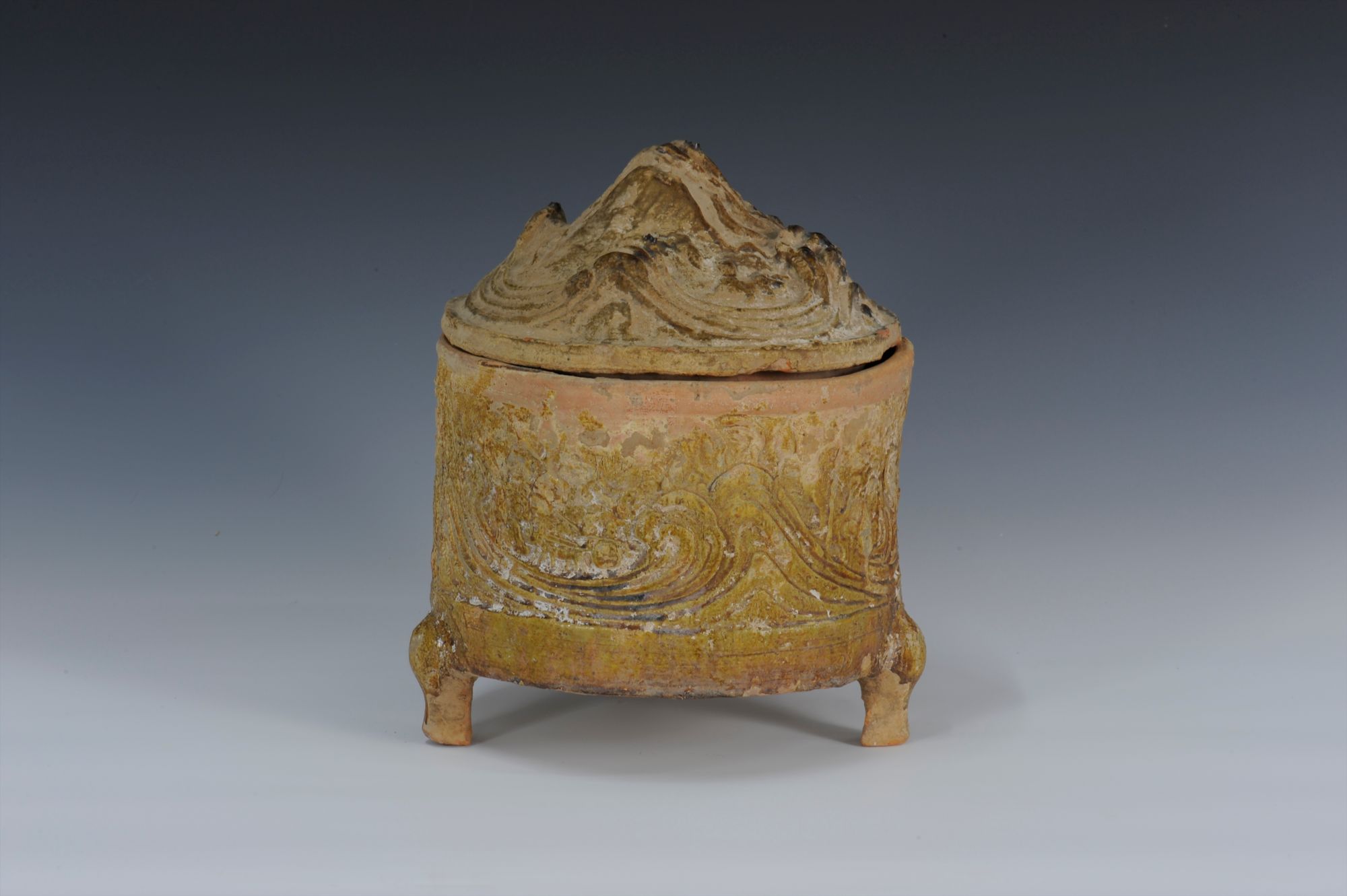 汉代黄釉陶奁