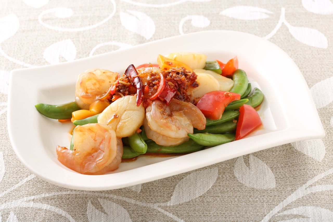 xo酱鲜百合炒玉带虾球