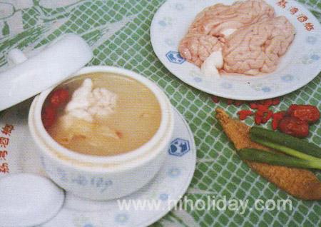 天麻旗参炖羊脑