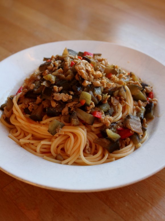 茄子肉末打卤面