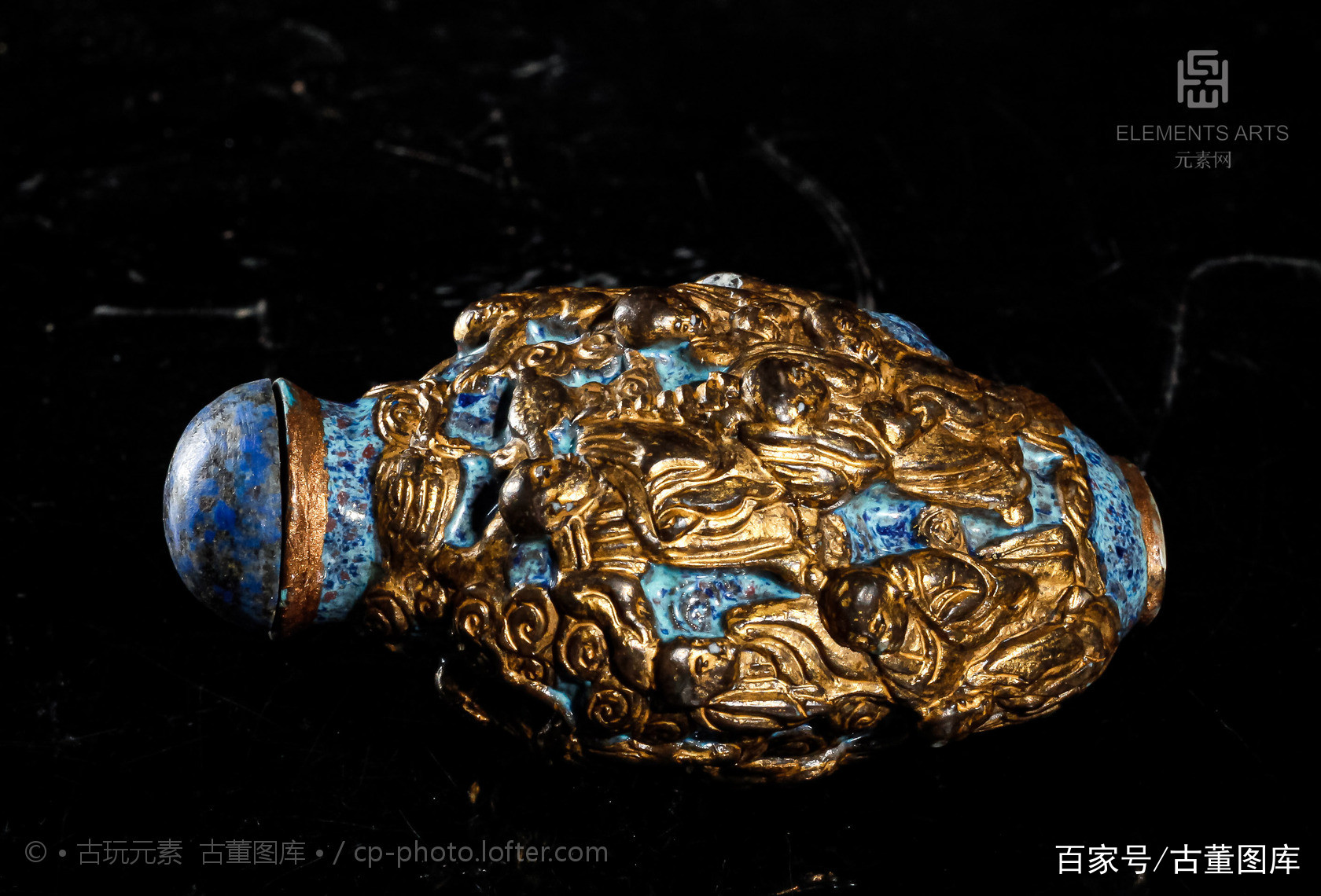 晚清仿古铜釉十八罗汉鼻烟壶_百科TA说