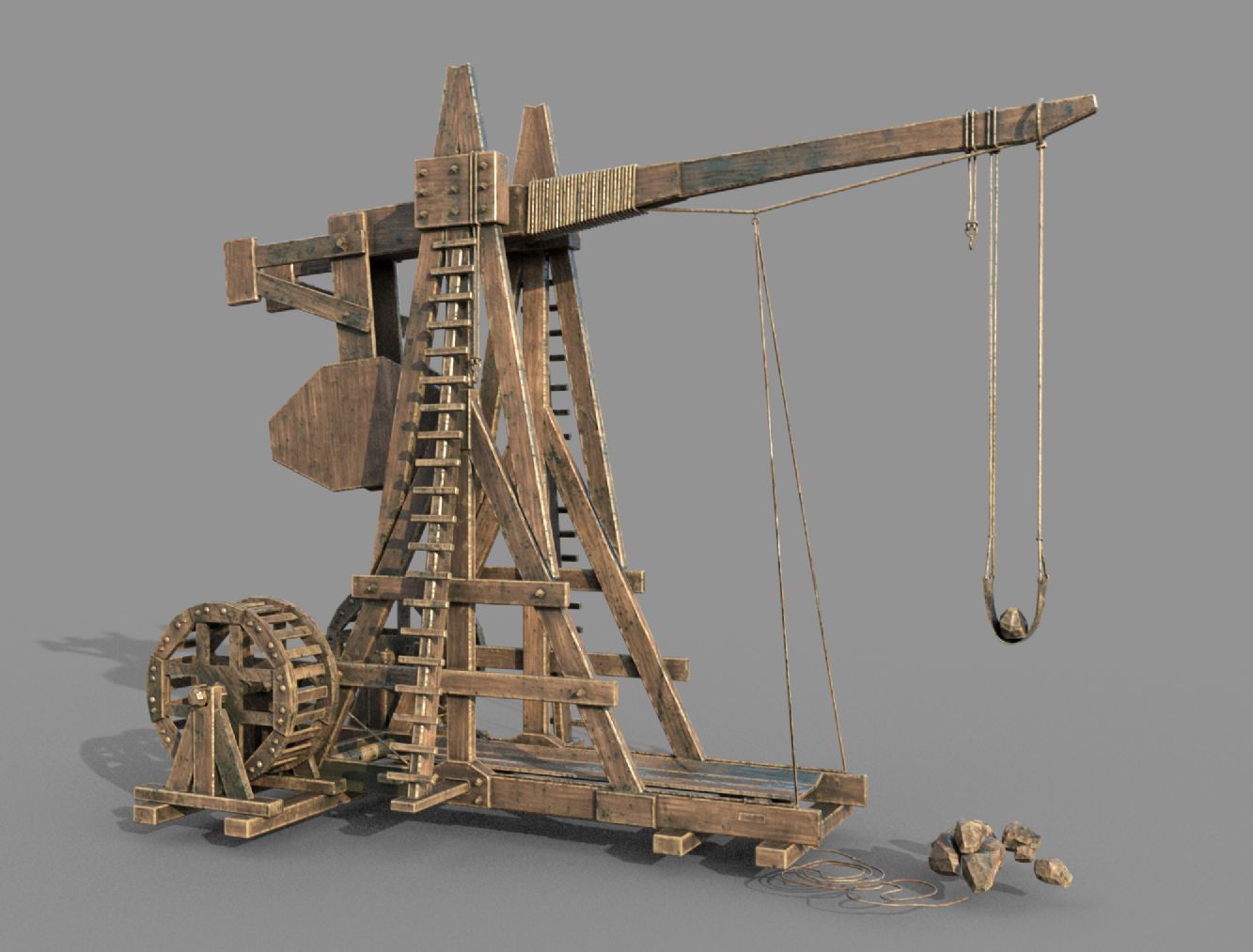 data-lemmaid="1891851">弹射器 /a>不同,抛石机是利用配重物的重力