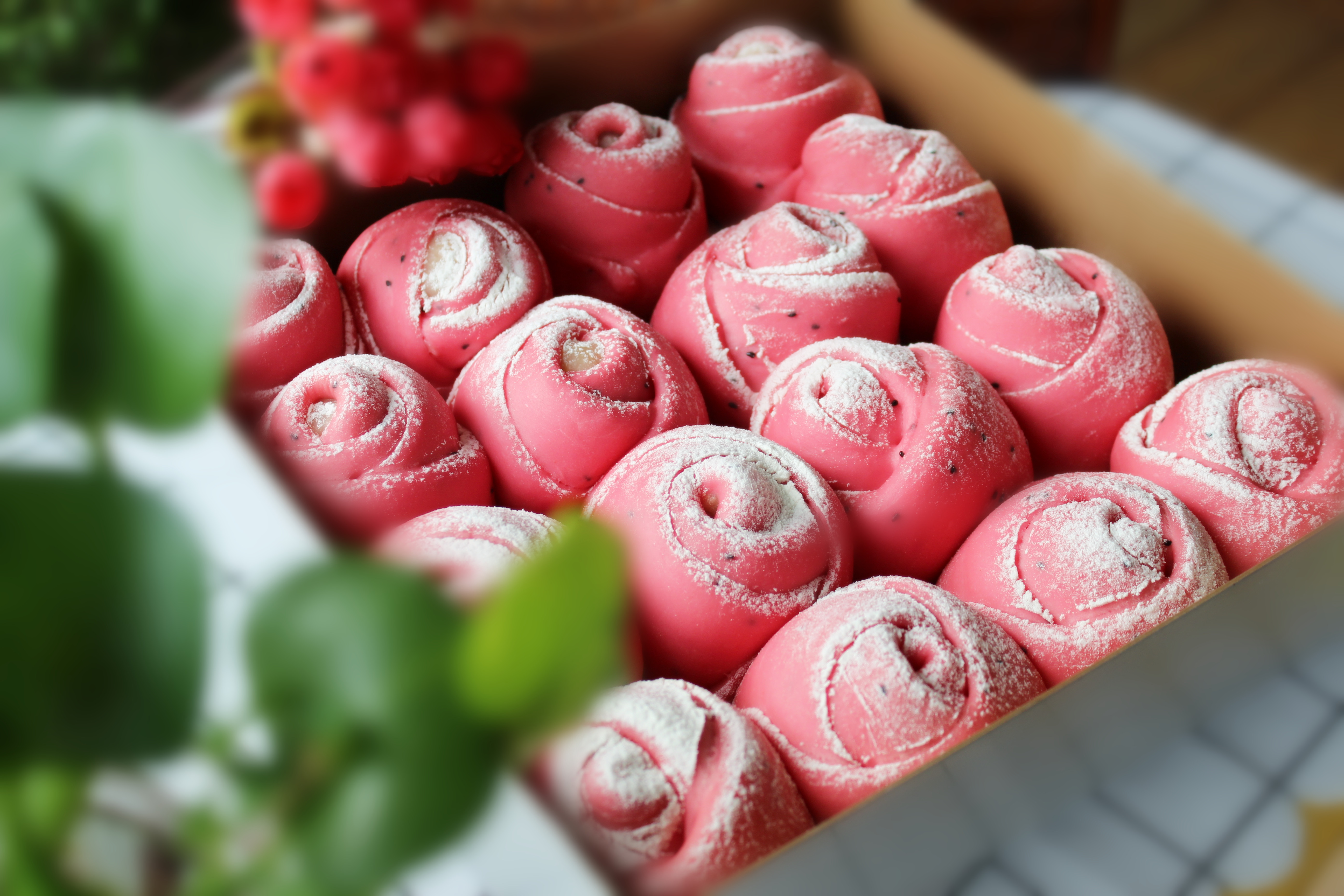 火龙果玫瑰面包