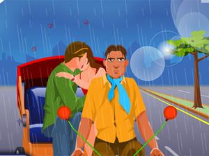  p>《黄包车接吻》是一款搞笑类型的游戏,英文名是《kissing rickshaw