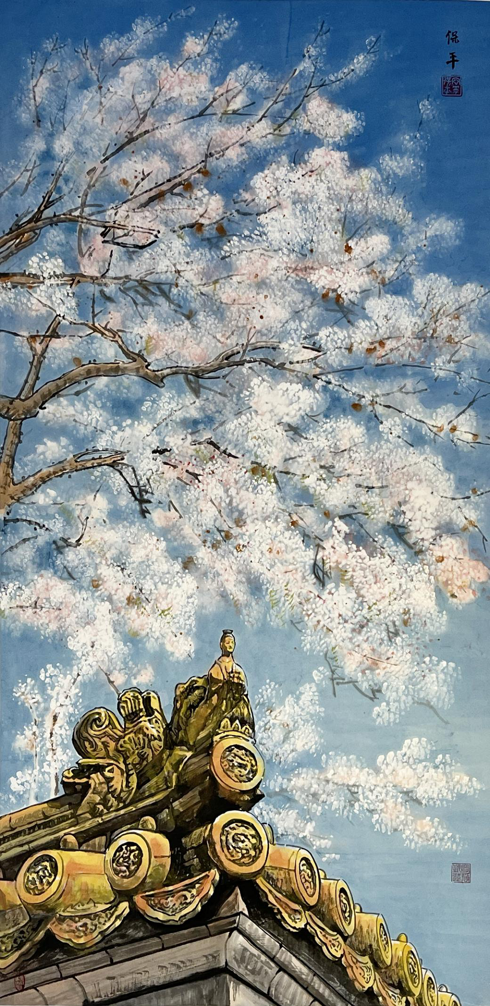 1988年拜漆画家乔十光先生为入室弟子宁保平拜师霍春阳,吴冠中学习