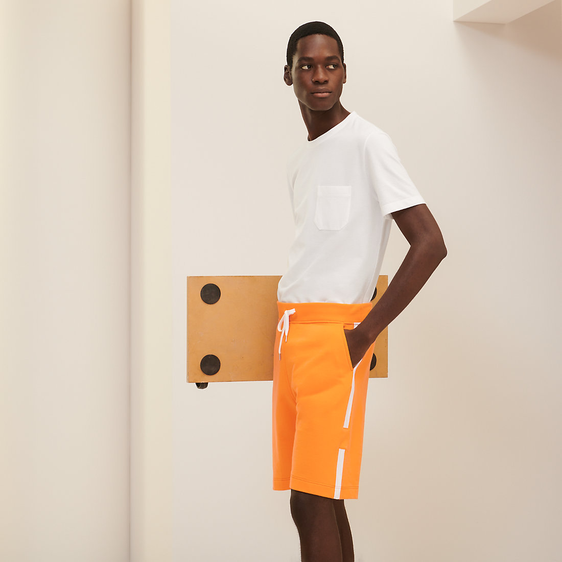 双色罗纹慢跑短裤