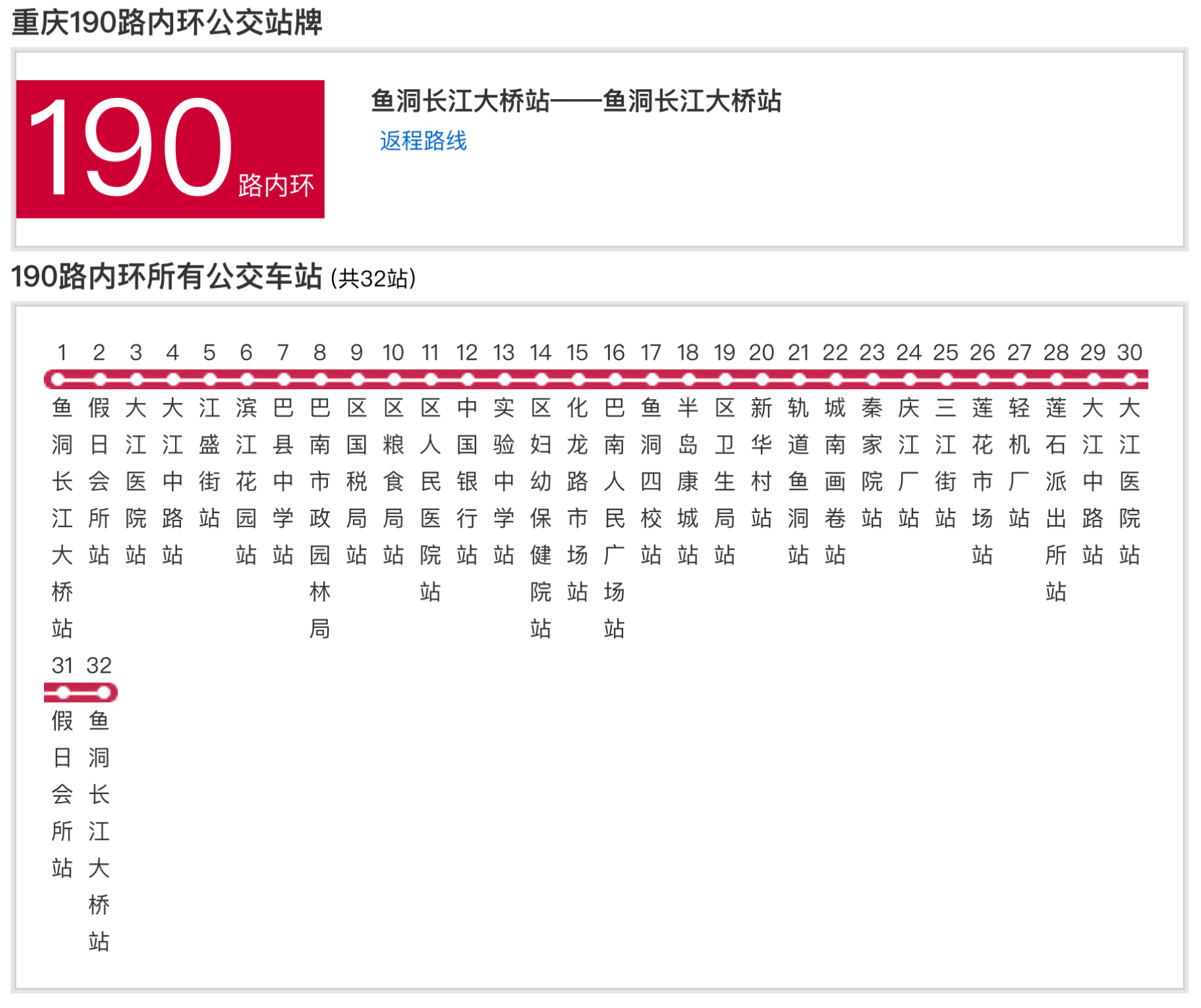 重庆公交190路内环