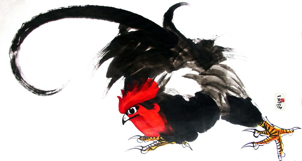 任性情,因趣得神,百鸡千姿,天趣横生,风情万种,被人们称为"王宏画鸡"