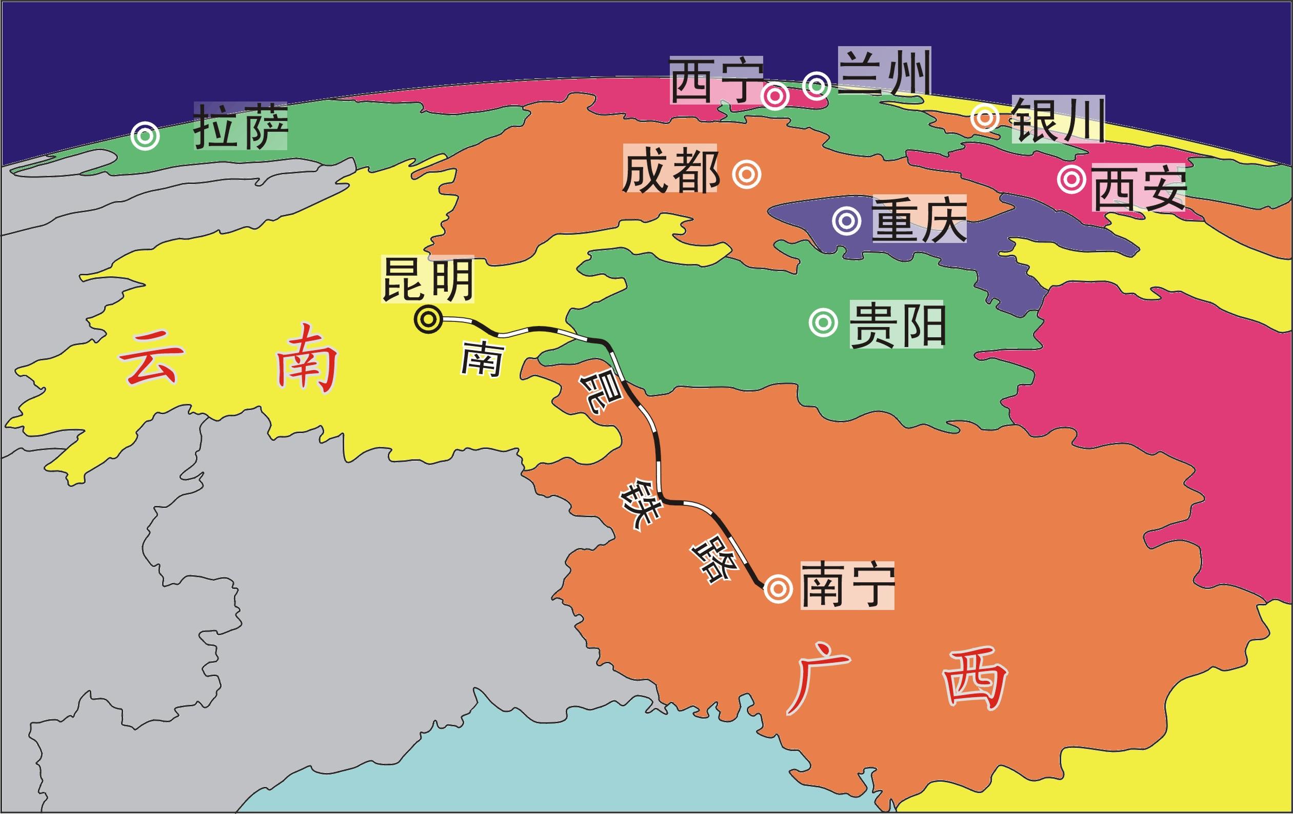  p>南昆铁路(nanning-kunming railway),简称南昆线,是一条连接广西