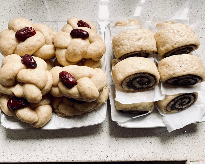 奶香莜面花馒头