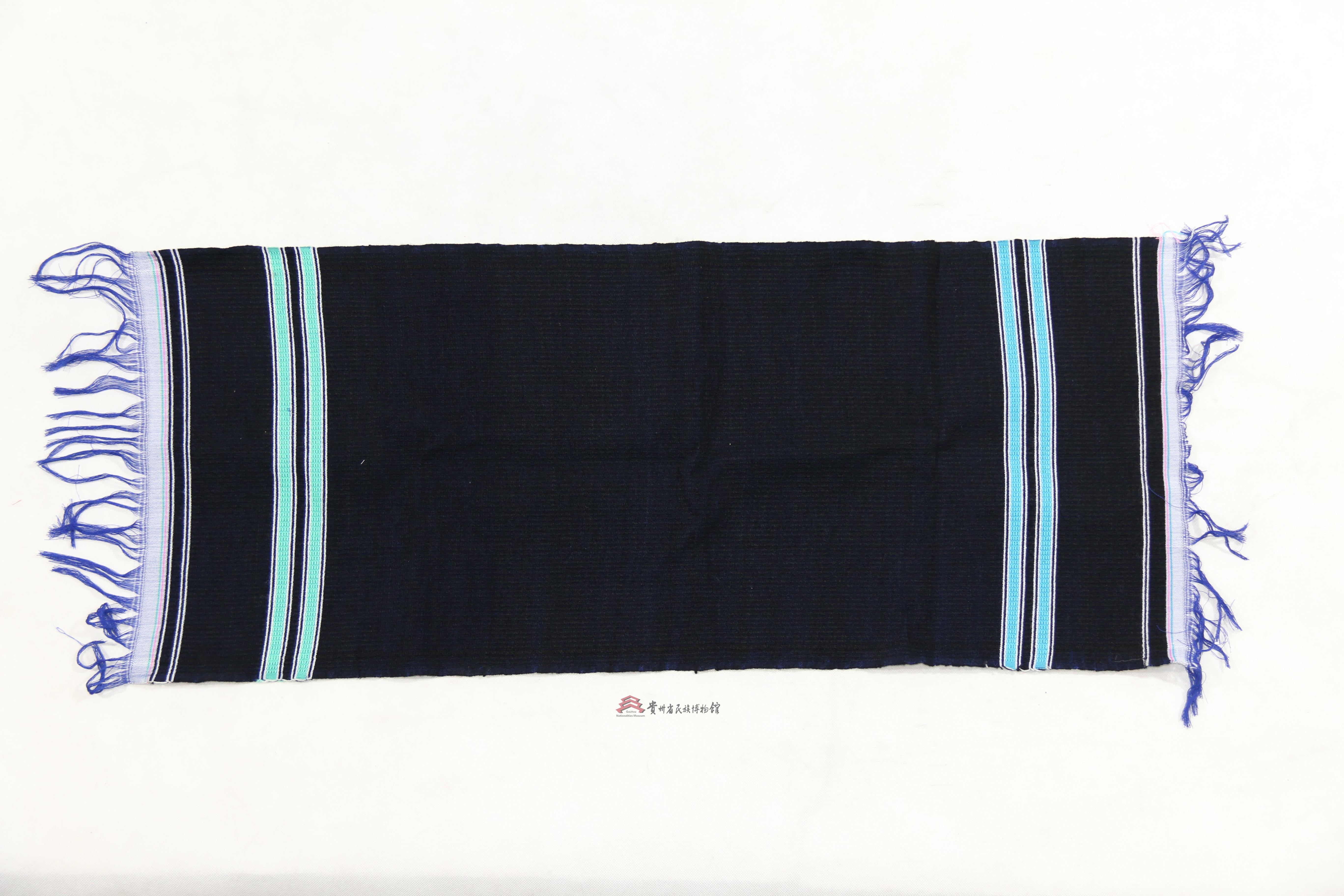 当代惠水布依族织锦穗须青布头帕