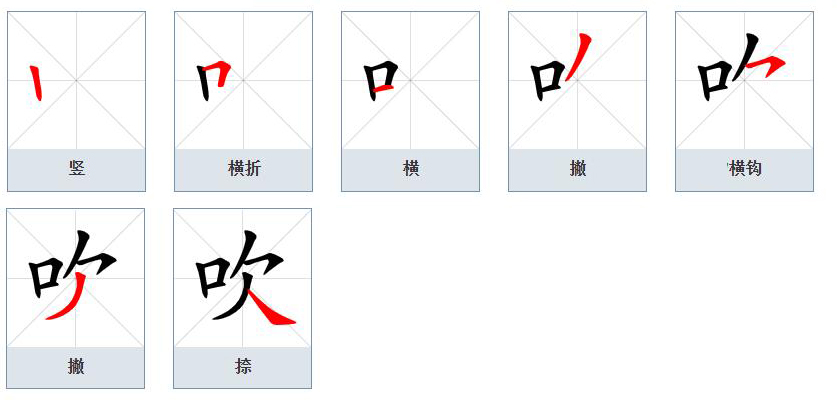 吹(拼音:chuī)为汉语一级通用规范汉字