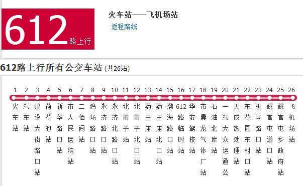  p>沧州公交612路是一条公交线路,共26站.