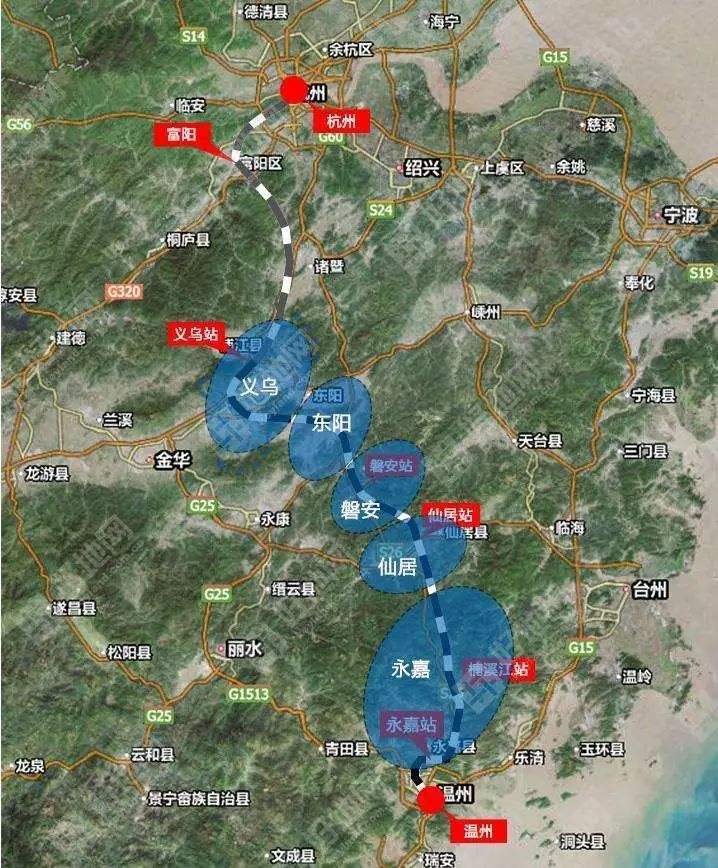 设计时速350km/h,共分为三段建设建设,分别为杭温铁路一期(义乌至温州