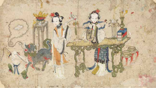 中国唐物 時代物◇早期收集 旧家蔵出 中国古玩 黄楊木 麒麟 吐玉書 九