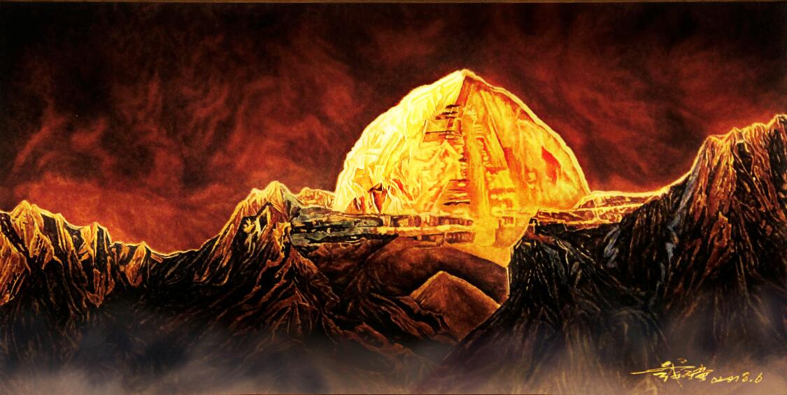 戴乐钟发明的高纯度乐钟黄金油画作品丰富了延续二千多年的绘画载体