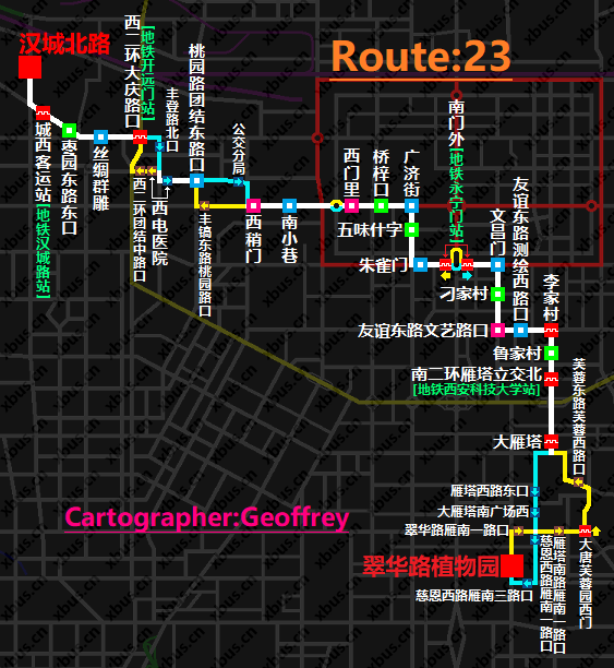 ">西安公交巴士运营有限公司23路是连接城西,市中心与城南的公交线路