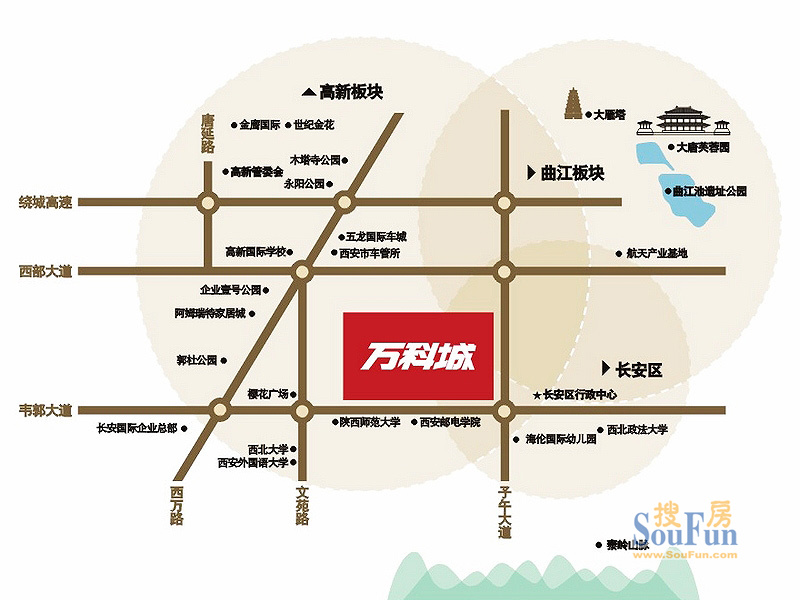  p data-id="gnytslvzd6">长安万科城地处西安城南中心大学城板块,陕