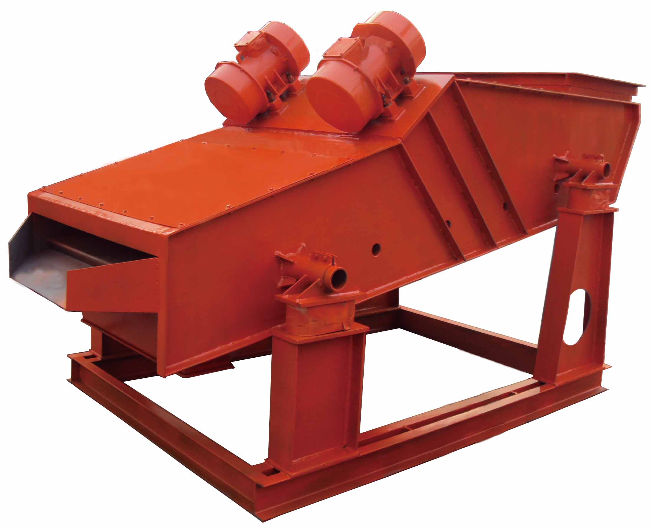 矿用重型振动筛由振动源,筛体,筛网,减振装置