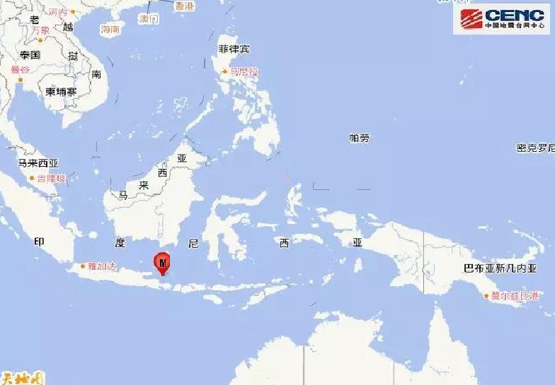 震中经纬度为南纬8.67度,东经111.42度. /p>